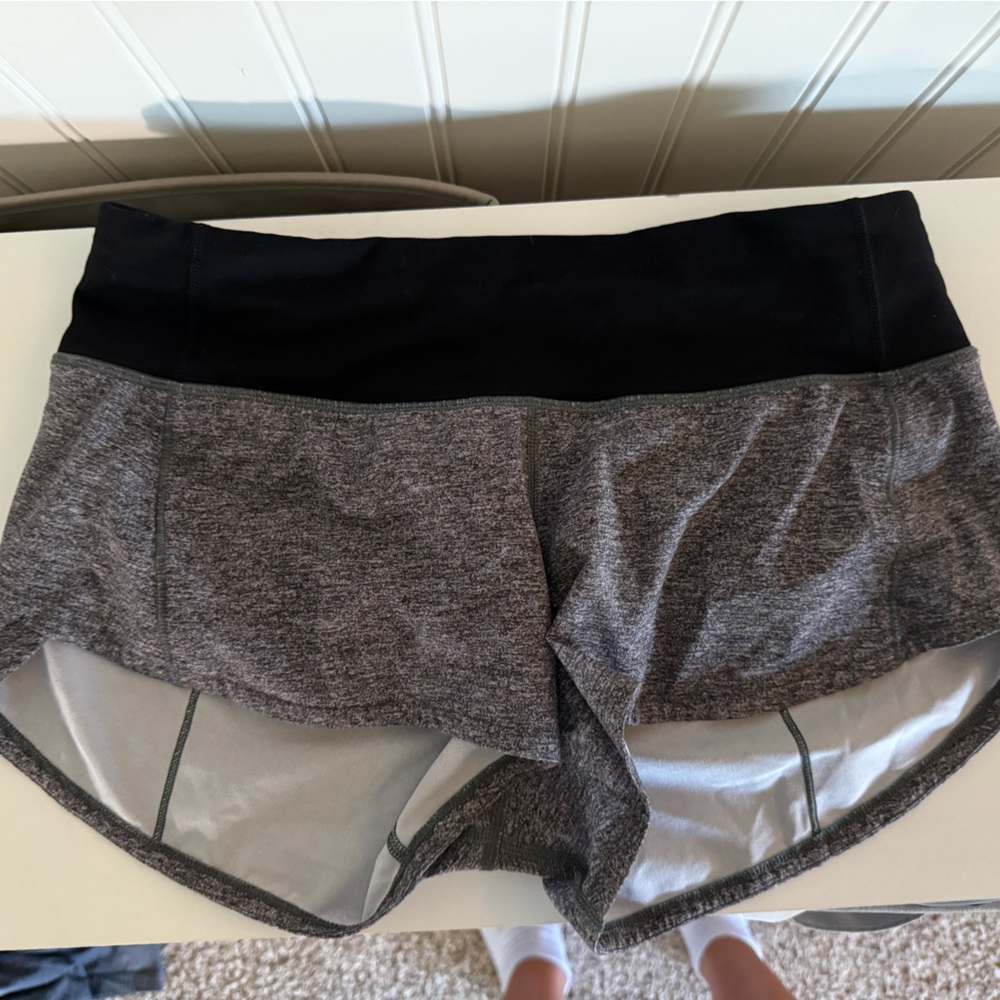 Gray and Black Lululemon speed up shorts